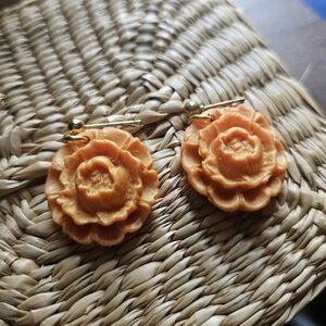Handmade Polymer Clay Orange Floral Earrings